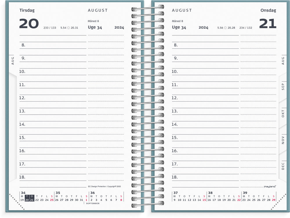 Kalender mini 2024 dag isblå