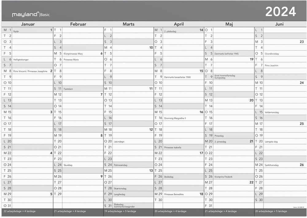 Kalender 2024 A2 m/wb pen