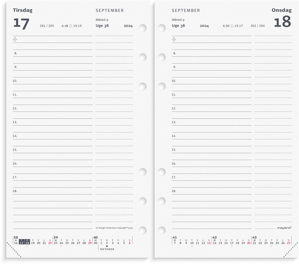 Kalender system 2024 dag refill