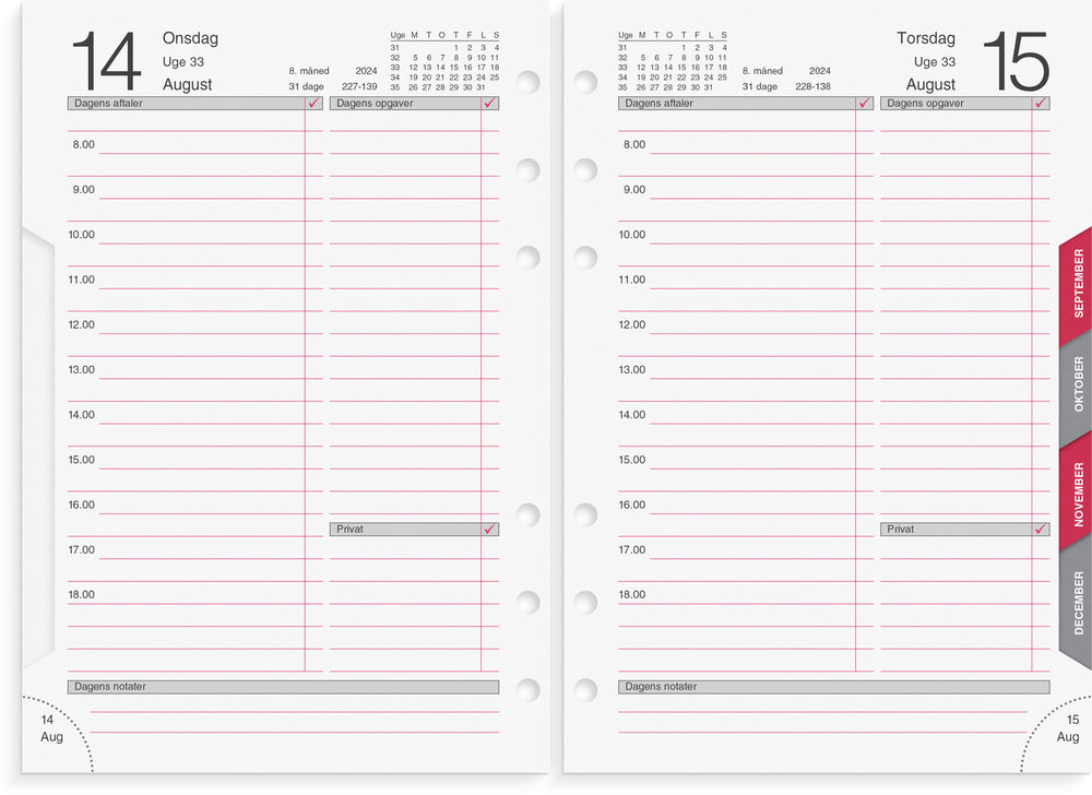 Kalender system 2024 dag sort