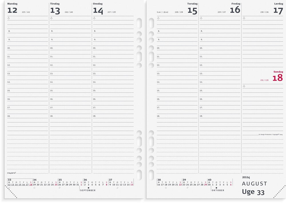 Kalender system 2024 uge A5 refill