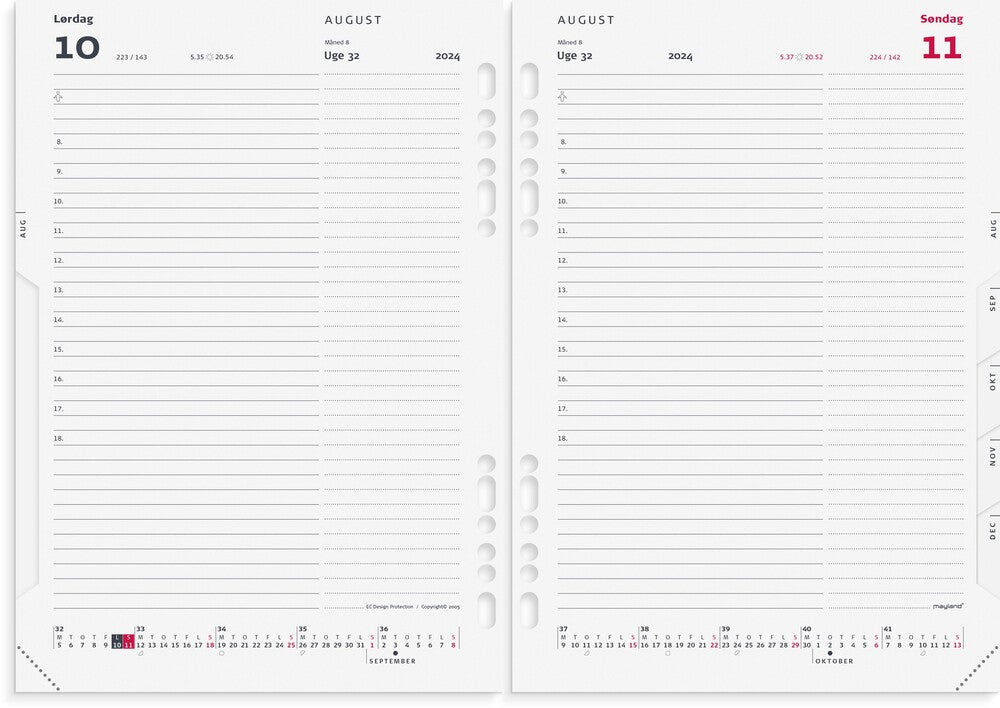 Kalender system 2024 dag A5 refill