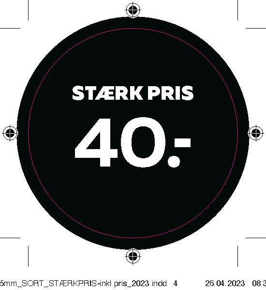 Bogetiket stærk pris 40,- sort ø55mm /100 stk