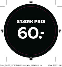 Bogetiket stærk pris 60,- sort ø55mm /100 stk