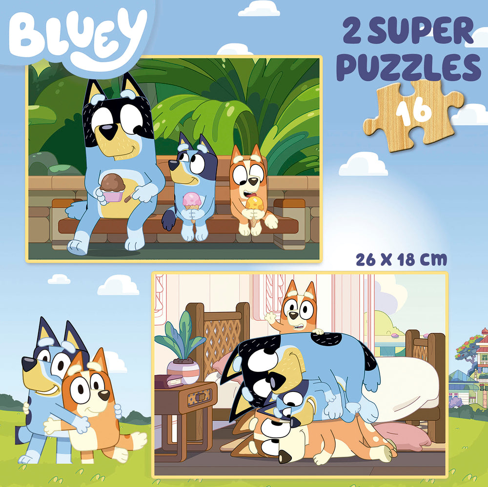 Puslespil Bluey 2x16 brikker