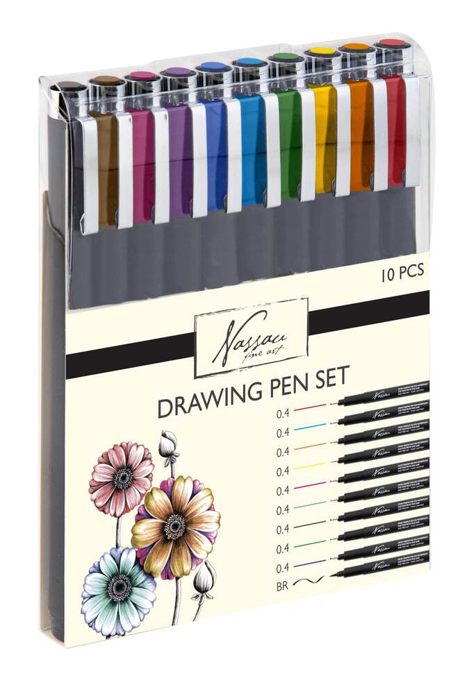 Fineliners pennesæt, farvede, 10 stk