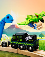 Batteridrevet tog med dinosaur