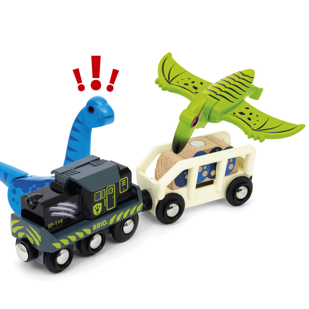 Batteridrevet tog med dinosaur