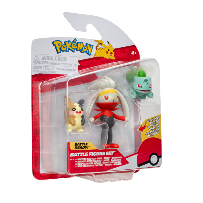 Pokémon Battle Figure 3-PAK MORPEKA, BULBASAUR, RABOOT
