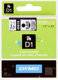 Dymo d1 tape 12mm 7m sort/klar