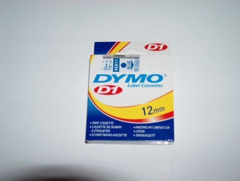 Dymo d1 tape 12mm 7m blå/klar