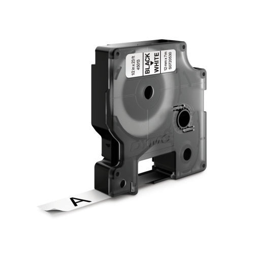 Dymo d1 tape 12mm 7m sort/hvid