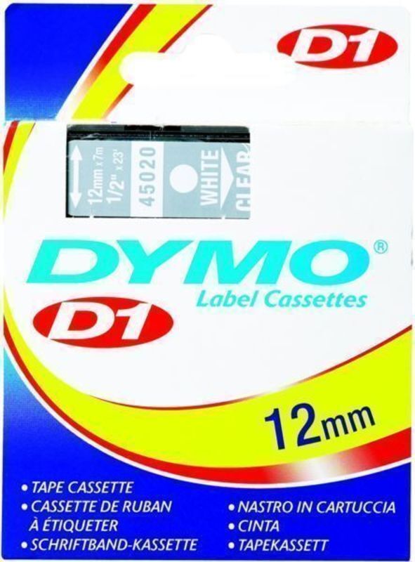 DYMO D1 TAPE 12MM 7M HVID/KLAR