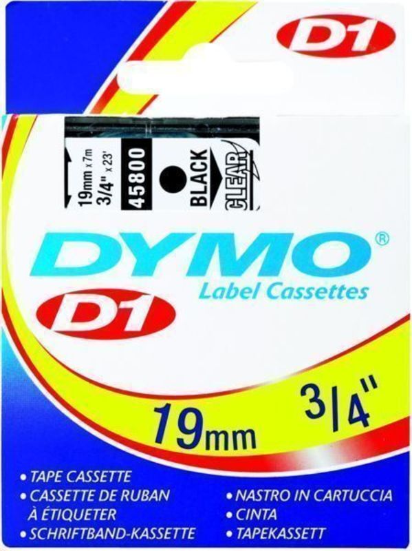 Dymo d1 tape 19mm 7m sort/klar