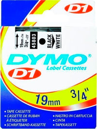 Dymo d1 tape 19mm 7m sort/hvid