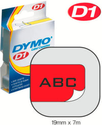 Dymo d1 tape 19mm 7m sort/rød