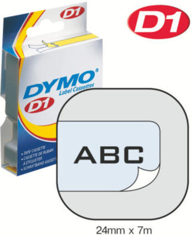 Dymo d1 tape 24mm 7m sort/klar