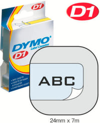 Dymo d1 tape 24mm 7m sort/klar