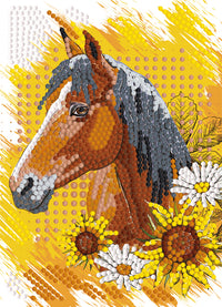Diamond art hest brun 13 x 18 cm