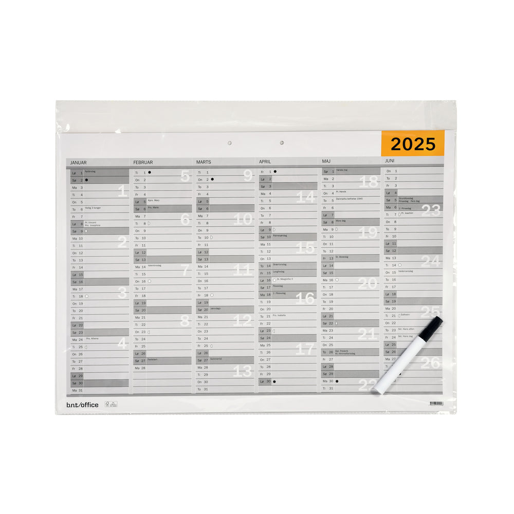 A2 Whiteboard vægkalender 2025
