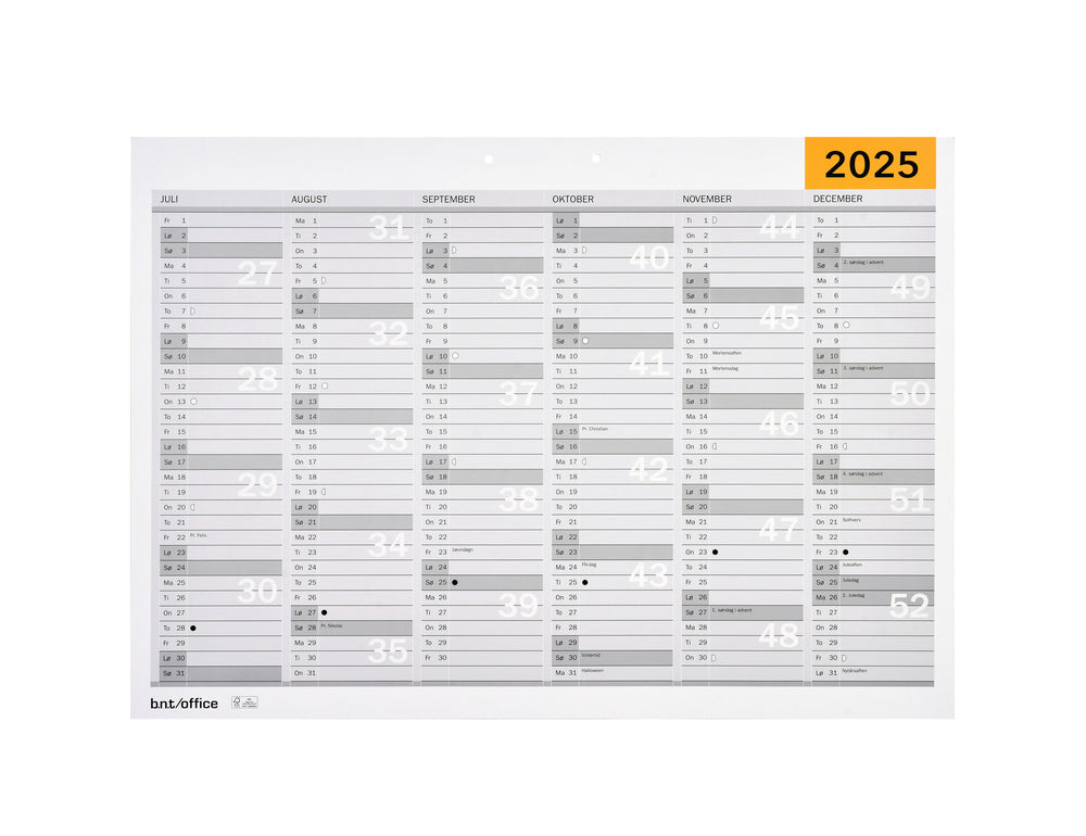 Vægkalender A4, 2025