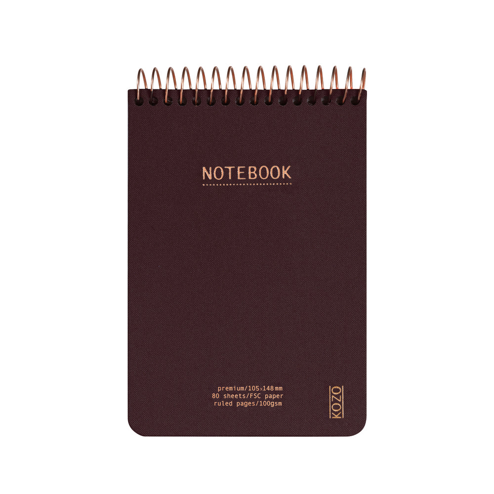 Notesbog KOZO A6 Coffee Linjeret