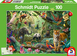 Puslespil Colourful Jungle Wildlife 100 brikker