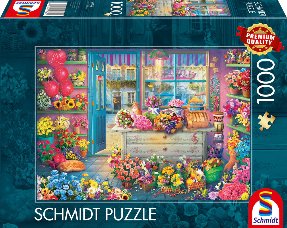 Puslespil Colourful flower shop 1000 brikker