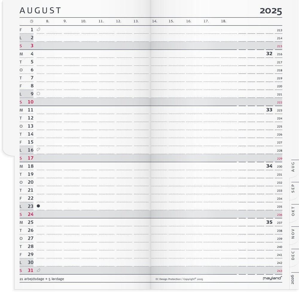 Mayland Index planner 2025 måned refill