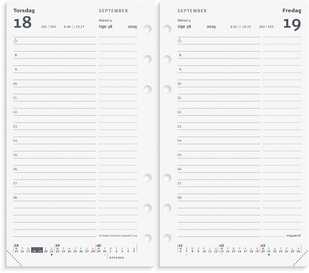 Mayland Kalender system pp 2025 dag refill