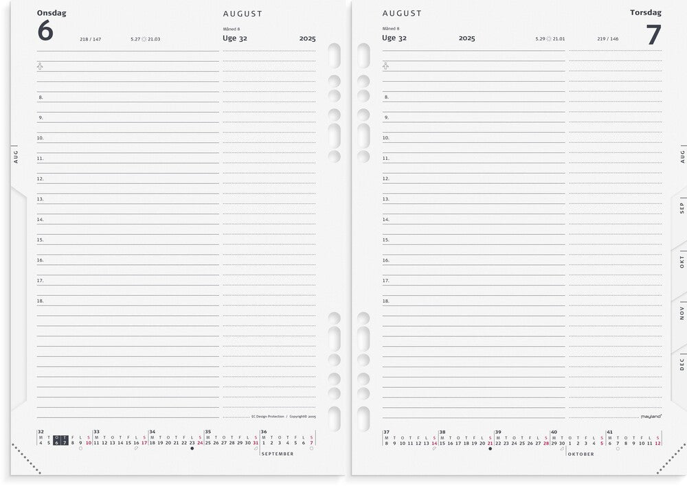 Mayland Kalender system 2025 dag A5 refill