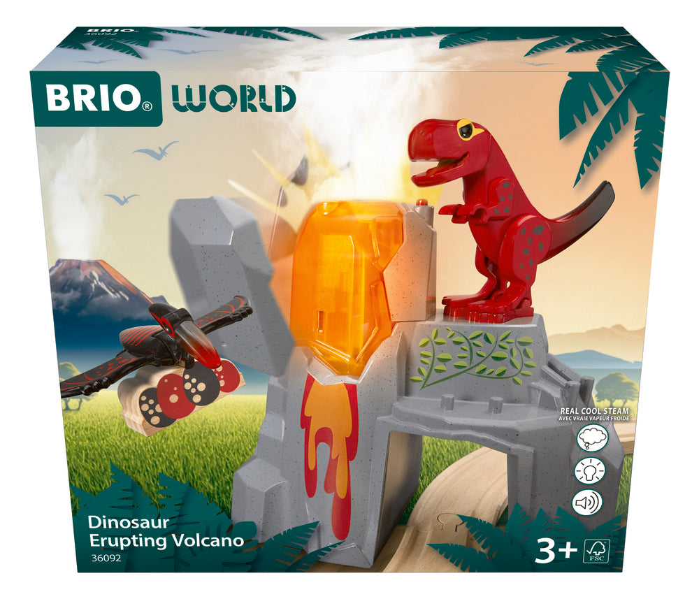 Aktiv vulkan med dinosaurer