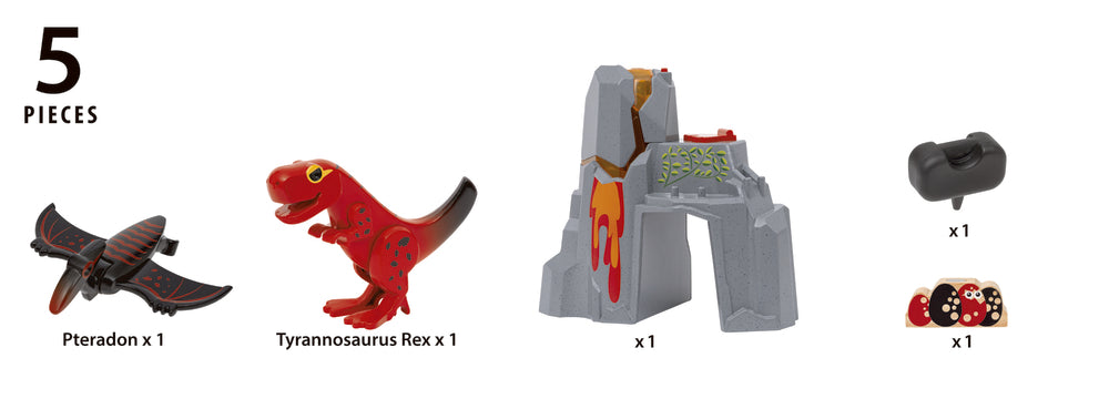Aktiv vulkan med dinosaurer