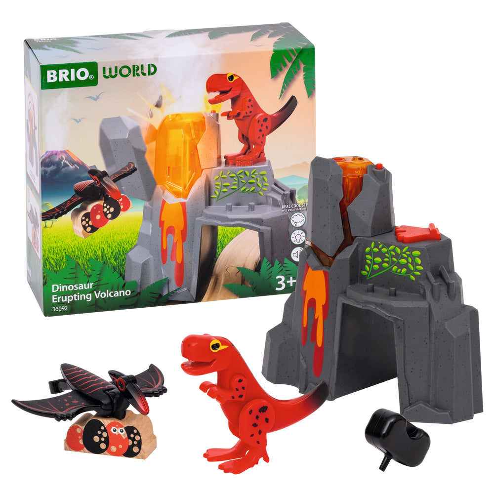 Aktiv vulkan med dinosaurer