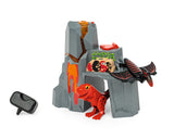 Aktiv vulkan med dinosaurer