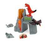 Aktiv vulkan med dinosaurer
