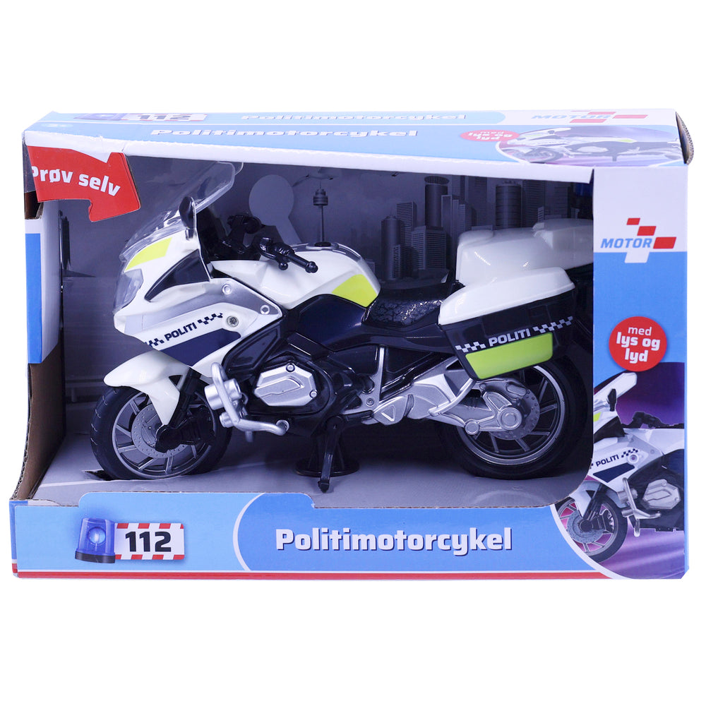 Politimotorcykel med lys og lyd 18 cm