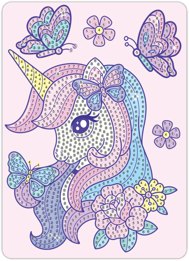 Diamond art enhjørning 13 x 18 cm