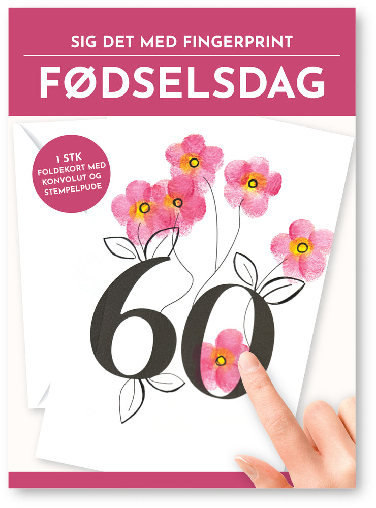 Fingerprint kort 60 år m/konvolut og stempelpude