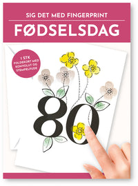 Fingerprint kort 80 år m/konvolut og stempelpude