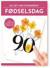 Fingerprint kort 90 år m/konvolut og stempelpude