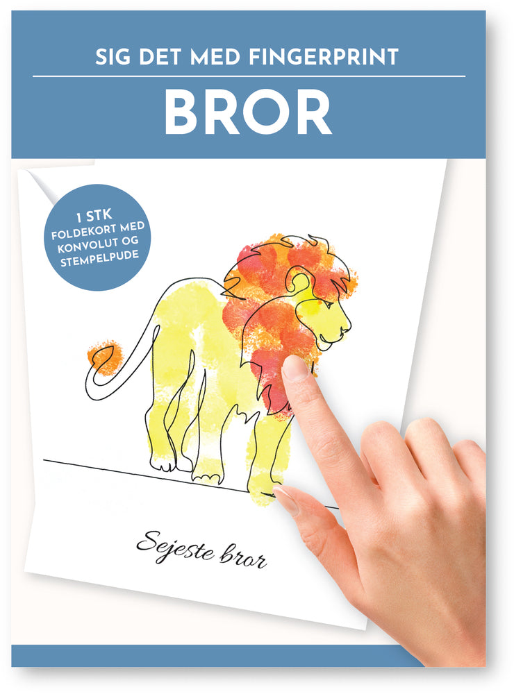Fingerprint kort bror m/konvolut og stempelpude
