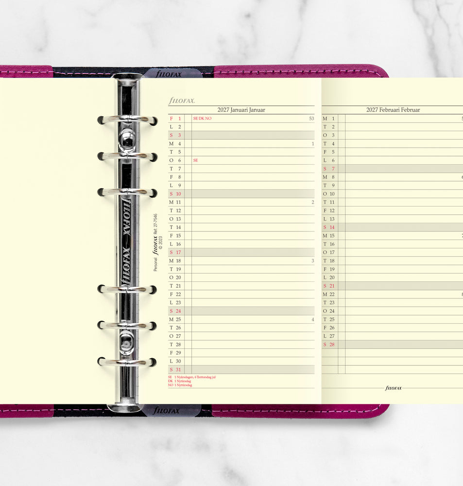 Refill Årssæt Filofax Personal 2027
