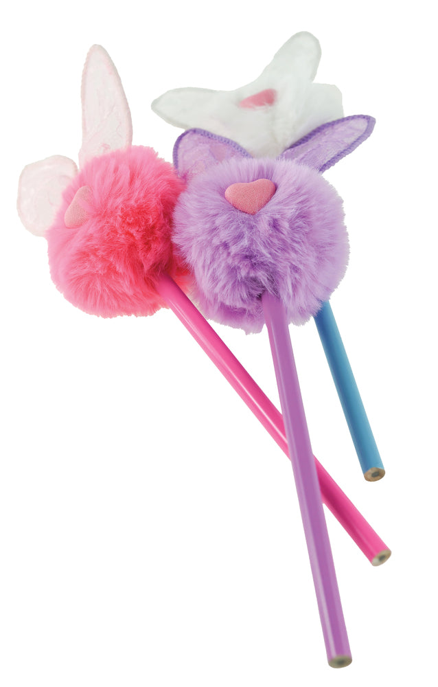 Blyant med kaninører og pom pom asst
