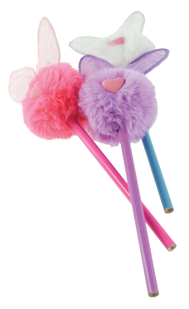 Blyant med kaninører og pom pom asst