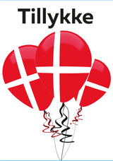 Kort 4/4 m/konvolutter hip hip hurra/tillykke