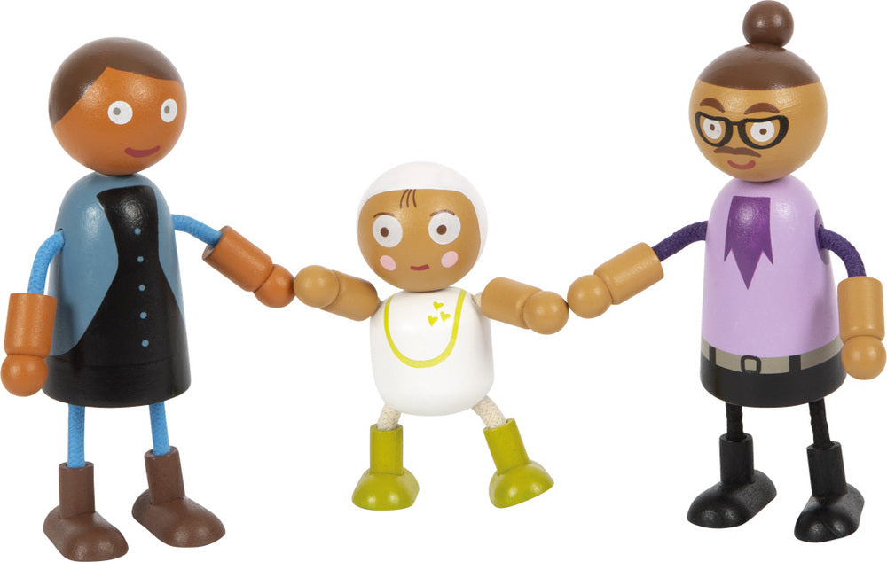 Bending dolls family with baby