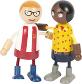 Bending dolls family with baby