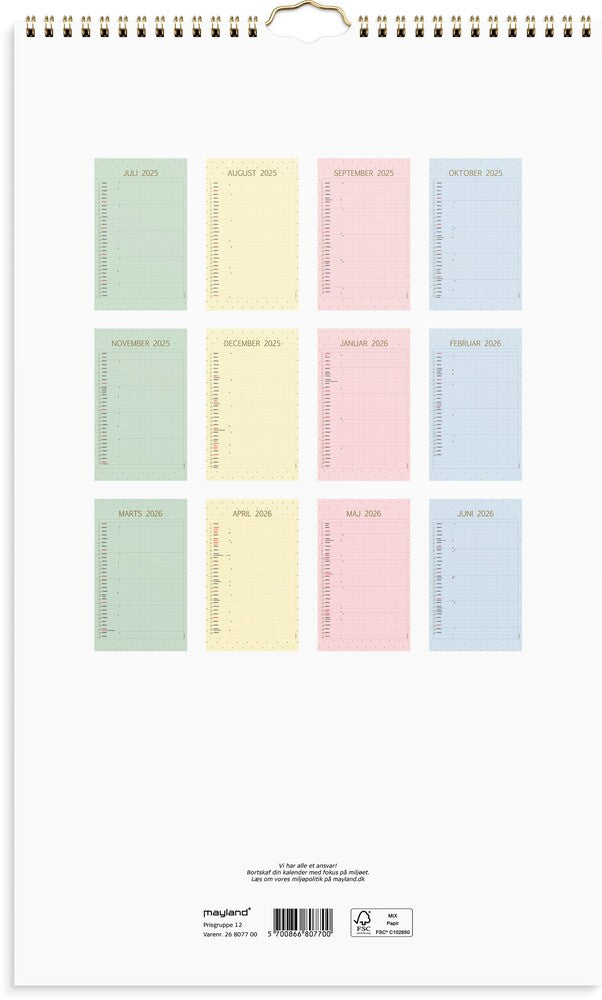Mayland familiekalender 25/26 color 6 personer