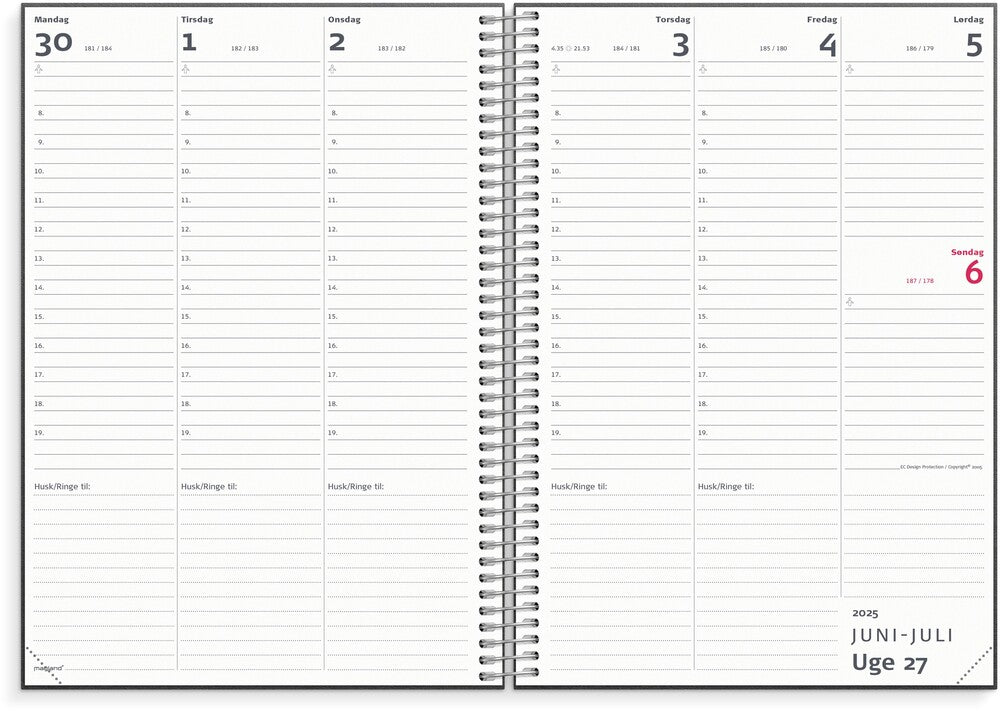 Mayland lærerkalender 25/26 A5 uge højformat sort karton